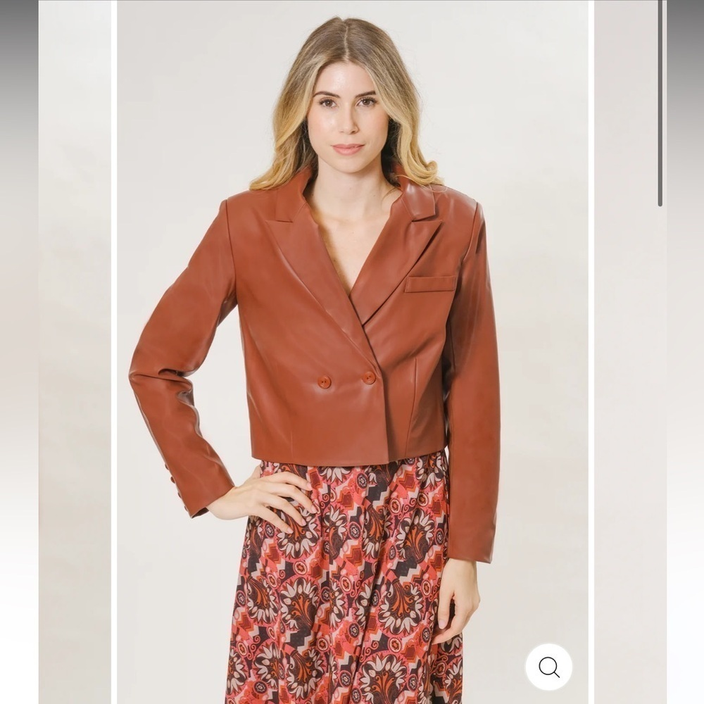 NWT Area Stars Leatherette Crop Jacket in Brown